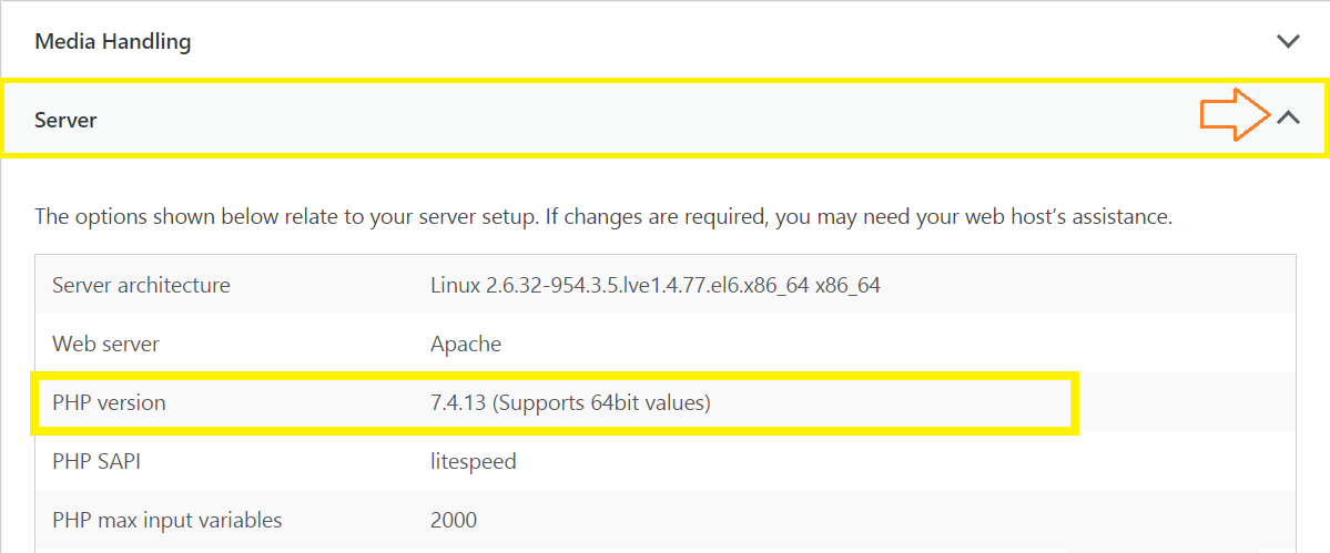 check PHP version in WordPress Site Health Status Tools